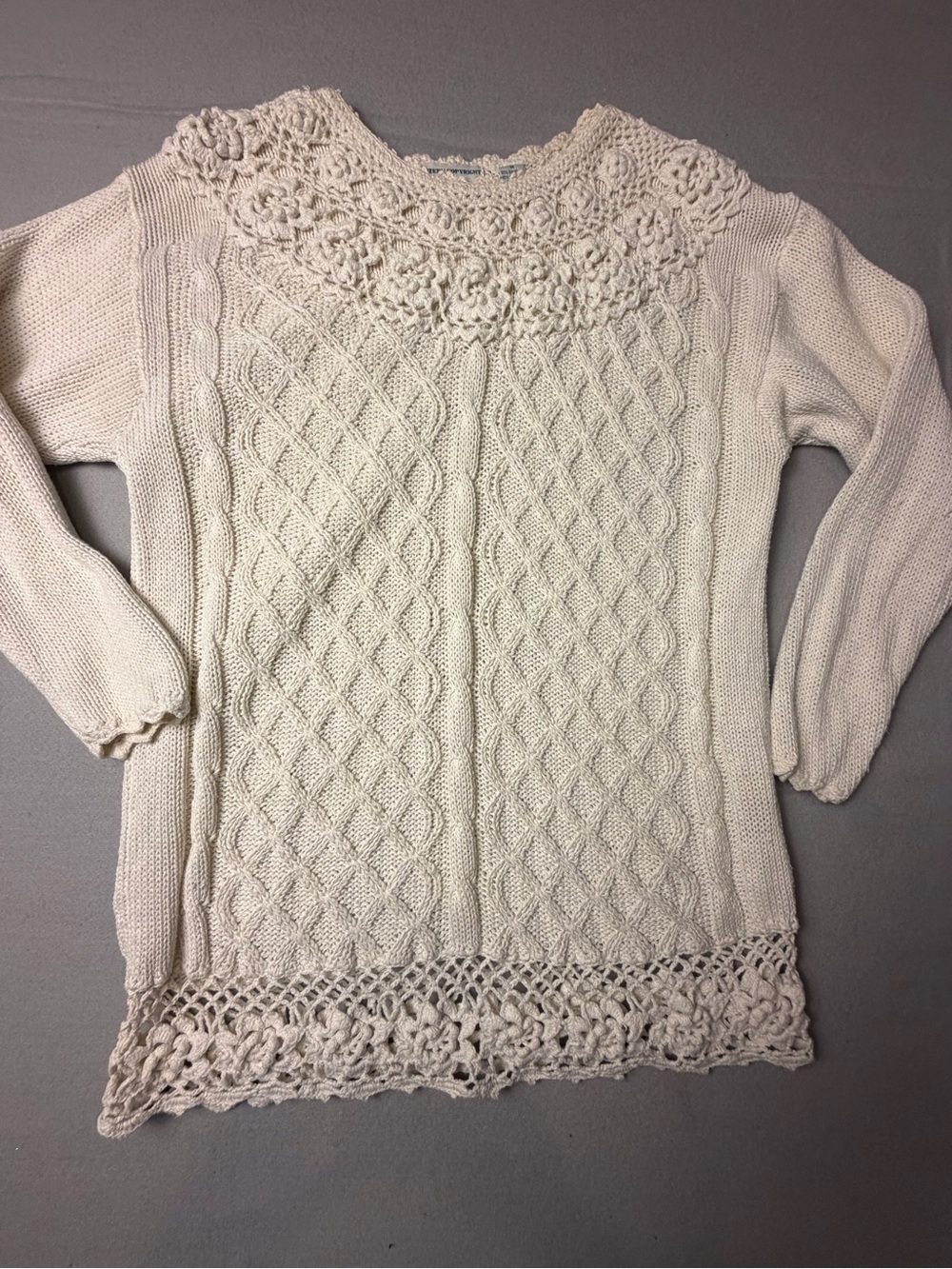 Shenaningans vibtage Crochet sweater,beautiful design Ramie & cotton M
